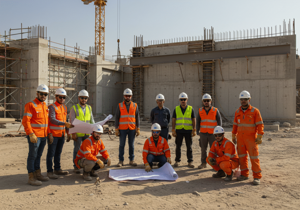 workers in construction area